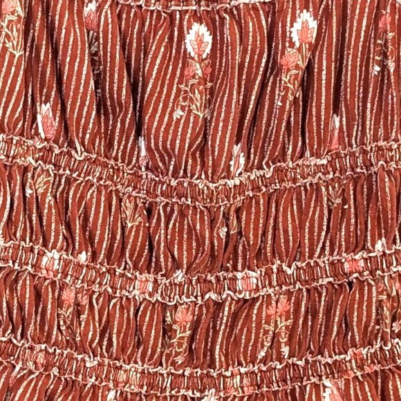 We The Free | Free People "Dolce Vita" Smocked Tank Top Brown Red | Size Small - Picture 8 of 12